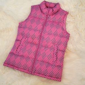 Land's End kids girls pink heart print puffer vest size XL 16